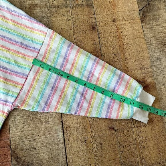 Vintage Kicks Women's Pastel Rainbow Striped Cotton Lightweight Sweatshirt - Picture 7 of 8